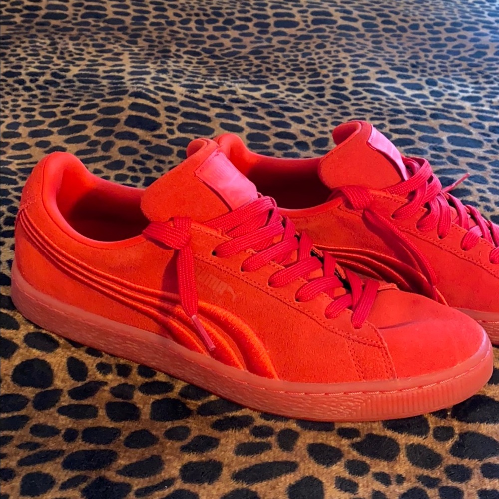 Puma red suede sneakers